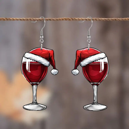 Acrylic Earrings New Fun Earrings, Christmas Carnival Shaken Wine Glass, Holiday Party Accessories