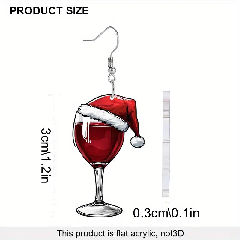 Acrylic Earrings New Fun Earrings Christmas Carnival Shaken Wine Glass Holiday Party Accessories 3