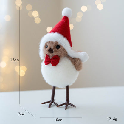 Foam Red Scarf Hats Bird Xmas Tree Christmas Simulation Bird Hanging Pendant Ornaments Merry Christ 6