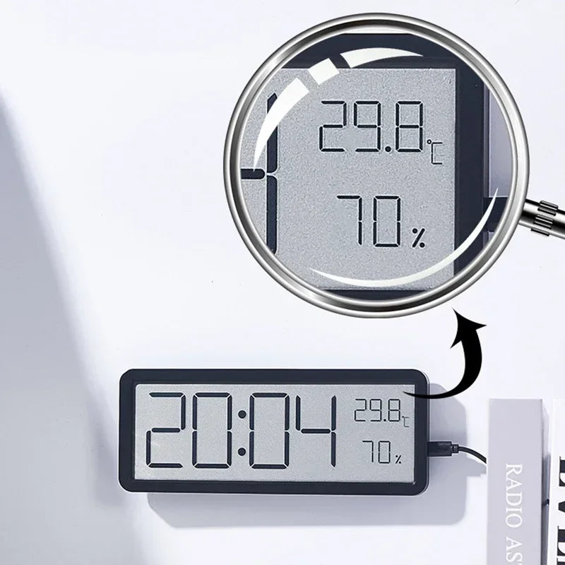 Digital Wall Clock Electronic Clock Time Temperature Humidity Display Desktop Home Decor Hanging Wa 3