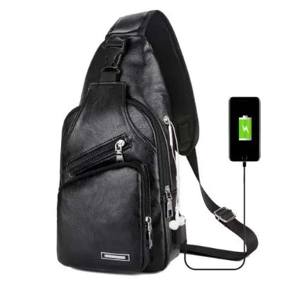 Solid Color PU Simple And Fashionable Casual Crossbody Bag For Commuting MENS Chest Bag 6