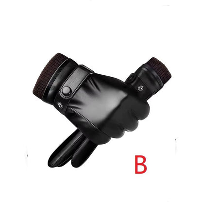 Mens Winter Black Pu Leather Driving Gloves Touchscreen 2