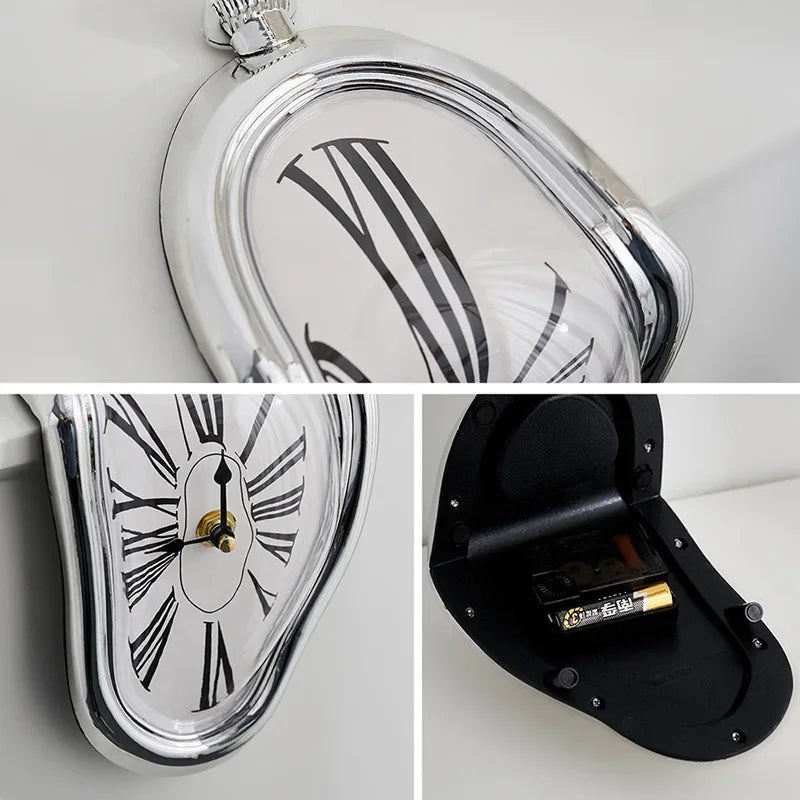 Novel Surreal Wall Clock Salvador Dali Style Melting Distorted Home Decoration Gift For Garden And  4