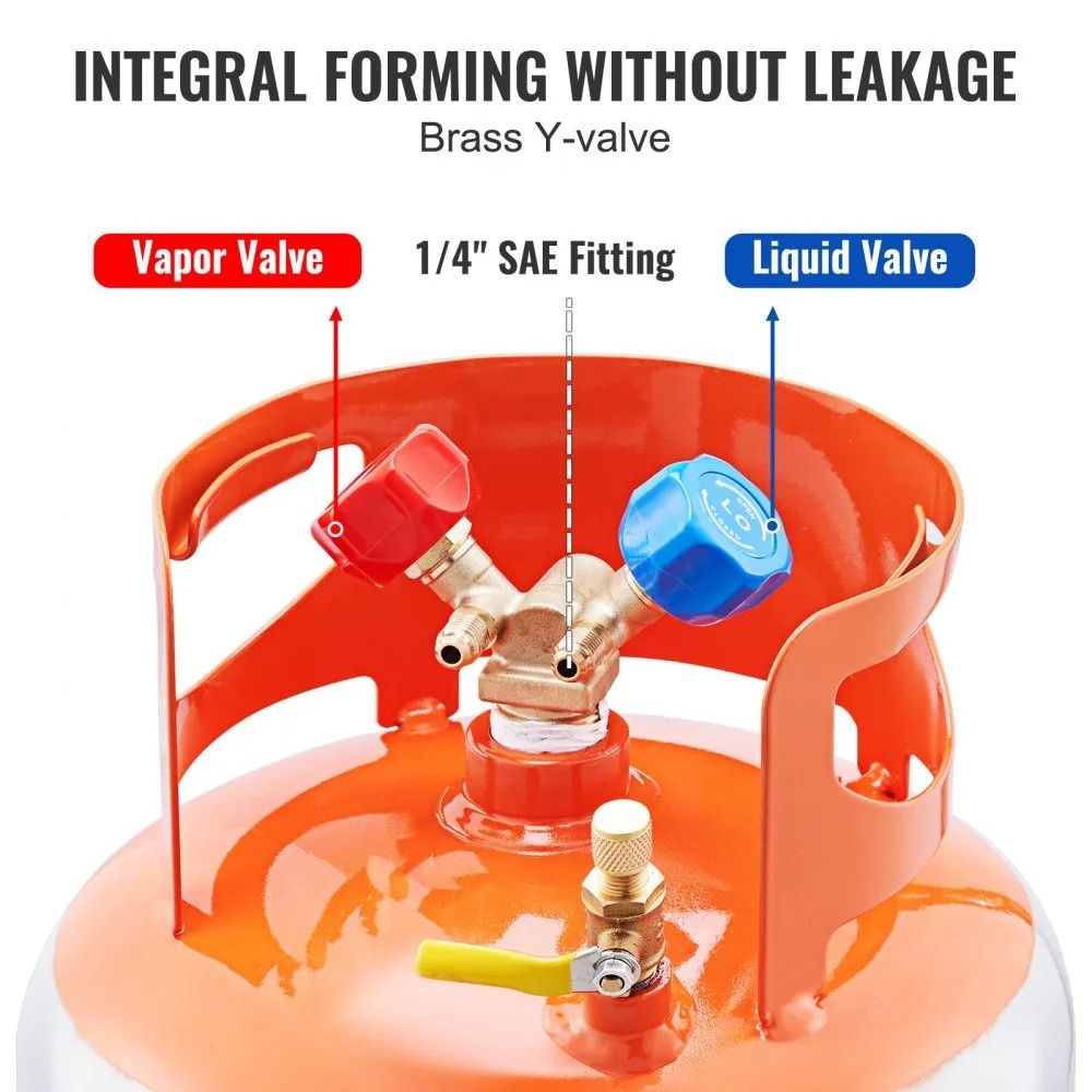 Refrigerant Recovery Cylinder Liquid Rated Y Valve Reclaim Tank 2