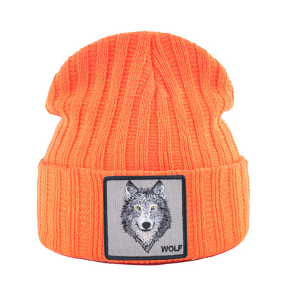 Unisex Knitting Streetwear, Hip Hop Bonnet Caps, New Fashion Knitted Hats For Men, Women Wolf Pattern Skullies