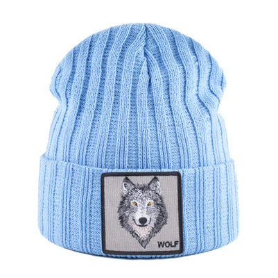 Unisex Knitting Streetwear, Hip Hop Bonnet Caps, New Fashion Knitted Hats For Men, Women Wolf Pattern Skullies