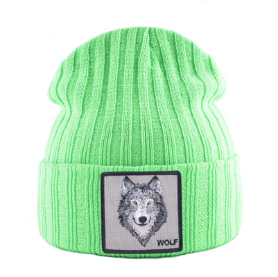 Unisex Knitting Streetwear, Hip Hop Bonnet Caps, New Fashion Knitted Hats For Men, Women Wolf Pattern Skullies