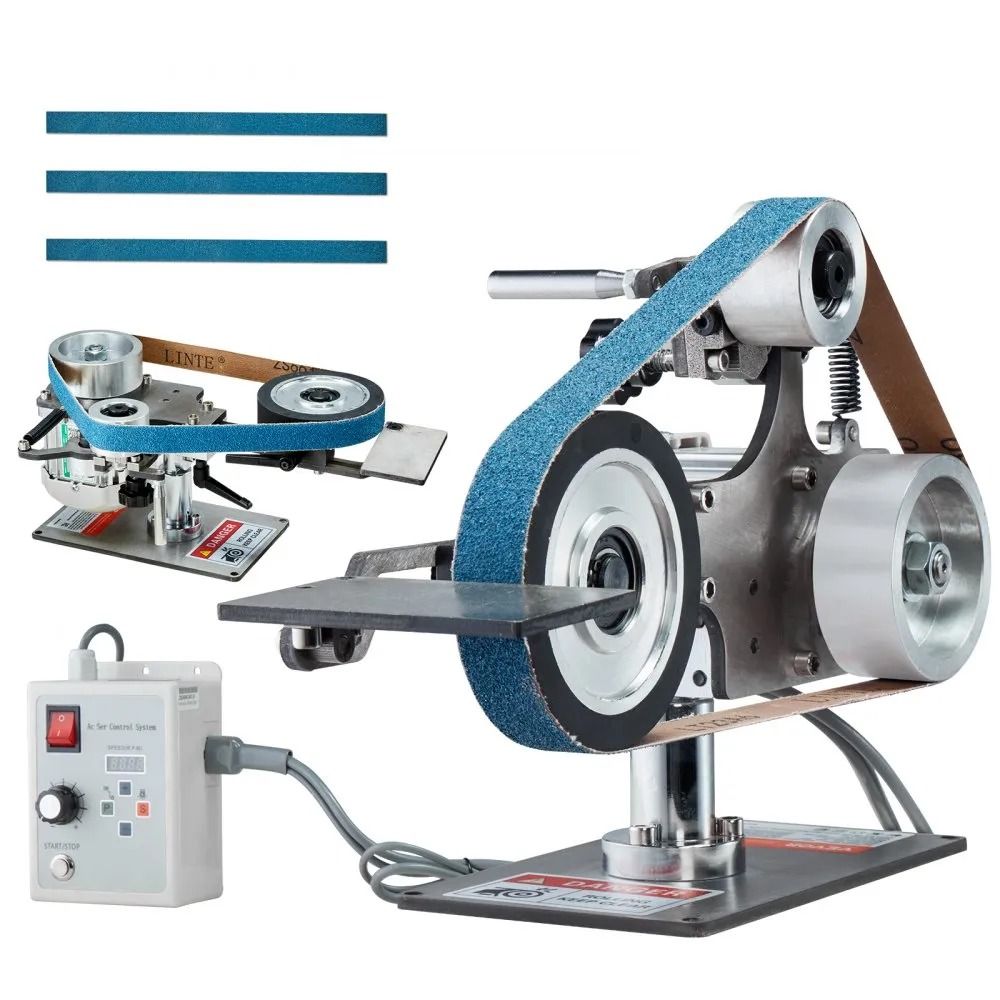 Belt Grinder Sander, Variable Speed Belt Polisher with VFD, Polishing Grinding Machine with Grinding Moulds