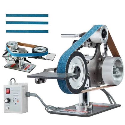 Belt Grinder Sander, Variable Speed Belt Polisher with VFD, Polishing Grinding Machine with Grinding Moulds