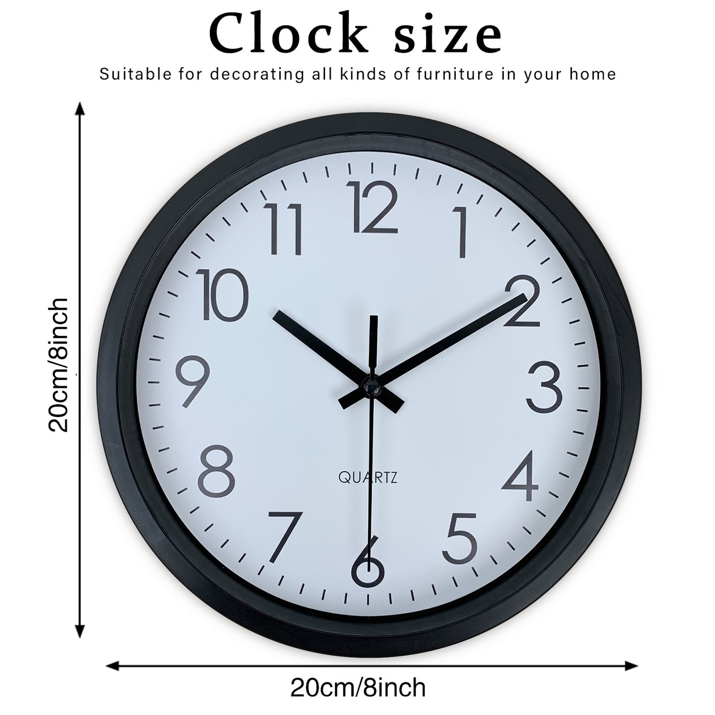 Modern simple wall clock, silent non-ticking wall clock, bedroom study living room bathroom home wall decoration clock