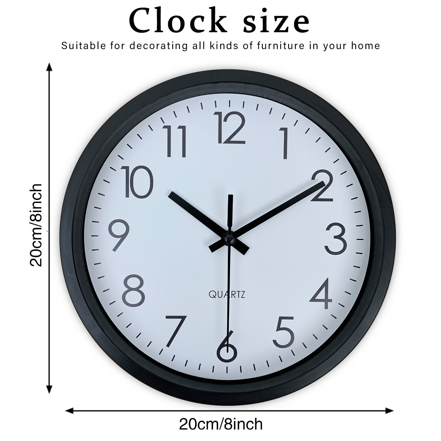 Modern simple wall clock, silent non-ticking wall clock, bedroom study living room bathroom home wall decoration clock