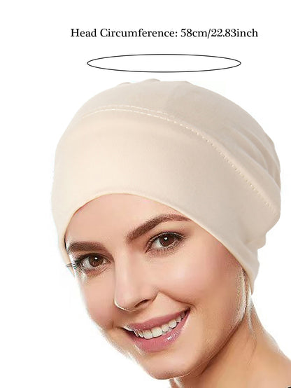 Muslim Hijab Caps Wrap Head, Ramadan Solid Color Women, Soft Elastic Turban Chemo Cap