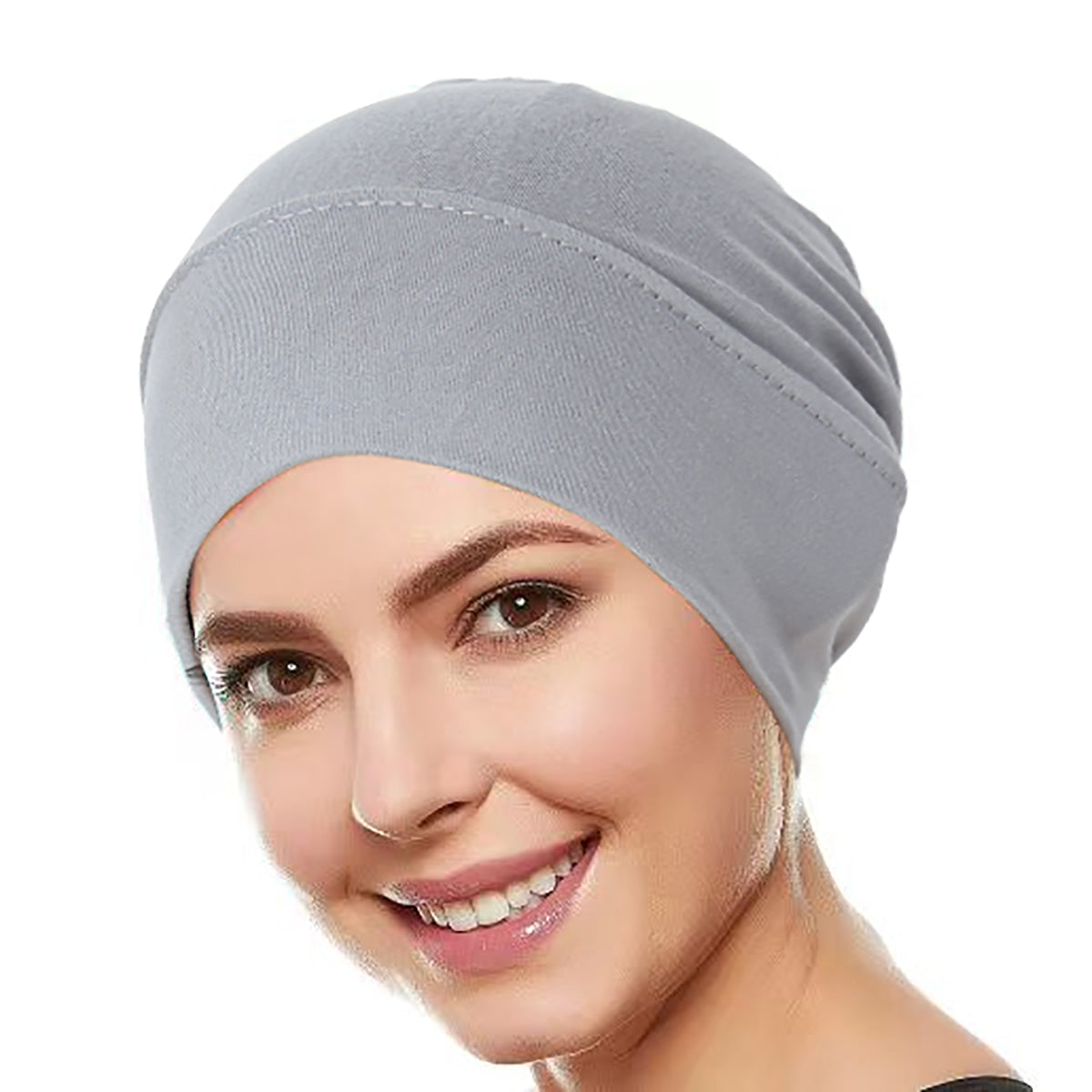 Muslim Hijab Caps Wrap Head, Ramadan Solid Color Women, Soft Elastic Turban Chemo Cap