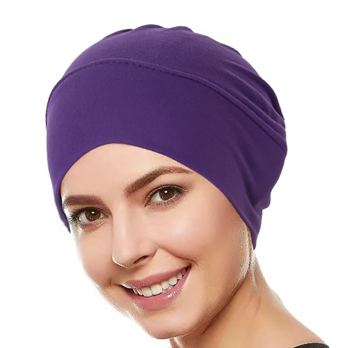 Muslim Hijab Caps Wrap Head, Ramadan Solid Color Women, Soft Elastic Turban Chemo Cap