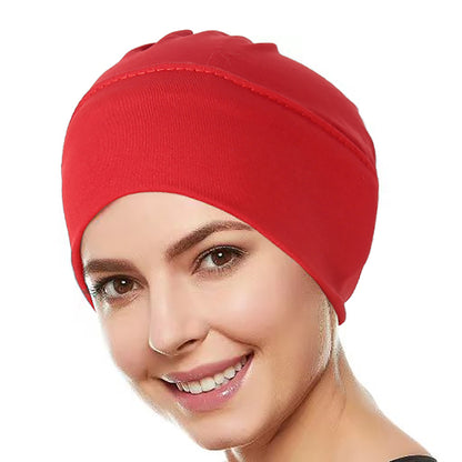 Muslim Hijab Caps Wrap Head, Ramadan Solid Color Women, Soft Elastic Turban Chemo Cap