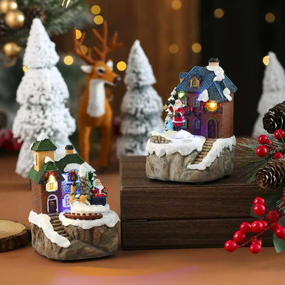 Santa Claus Snowman Hot Air Balloon Ornament, Christmas Decorations, Glowing LED Lights, Bedside Table Ornament