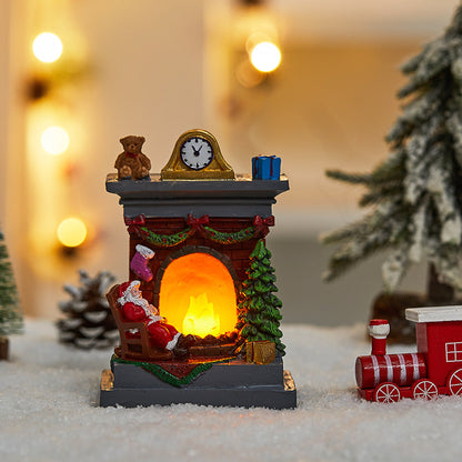 Santa Claus Snowman Hot Air Balloon Ornament, Christmas Decorations, Glowing LED Lights, Bedside Table Ornament