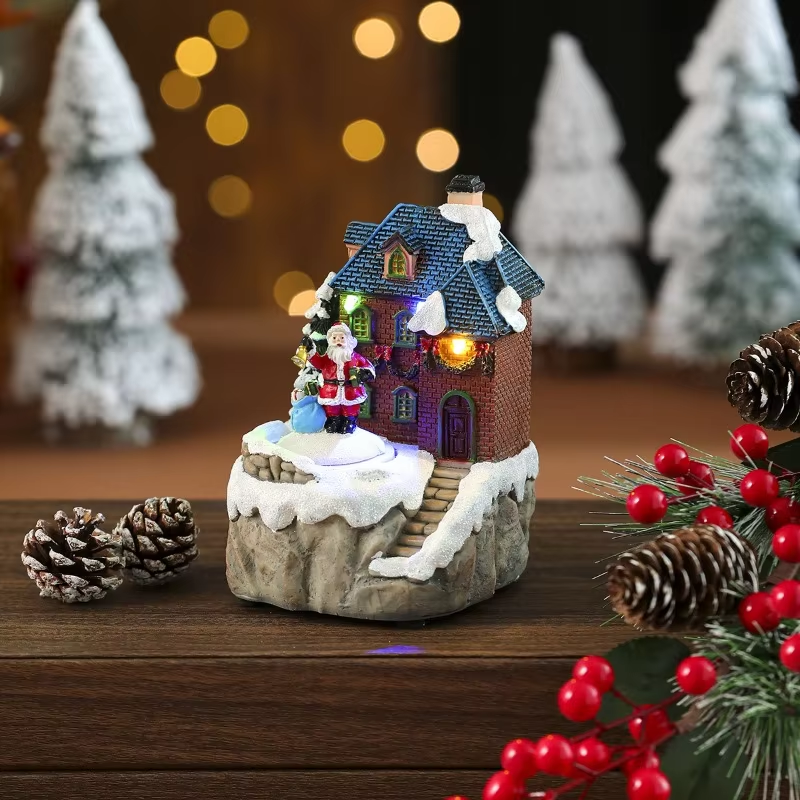 Santa Claus Snowman Hot Air Balloon Ornament, Christmas Decorations, Glowing LED Lights, Bedside Table Ornament