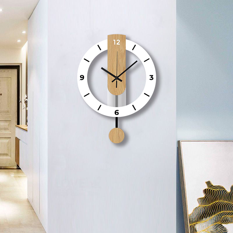 White Wood Grain Acrylic Clock Creative Pendulum Silent Clock Living Room Bedroom Kitchen Office Ho 2