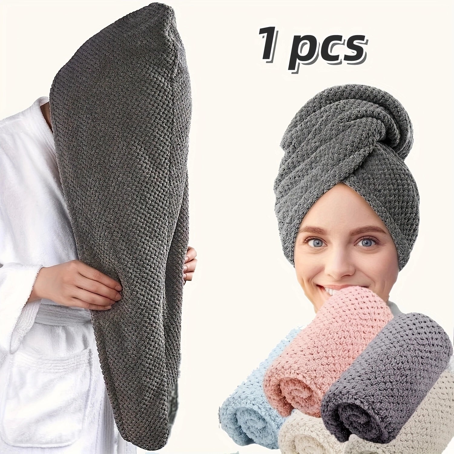 Textured dry hair cap, solid color hair towel, hair towel wrap for women, absorbent
