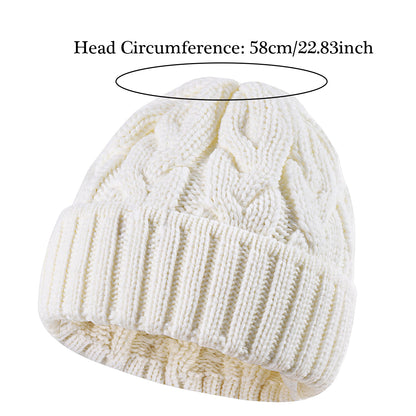 Handmade Female Warm Hat Winter Women Beanie Chunky Knitted Bonnet New Autumn Stretchy Girl Hats 3