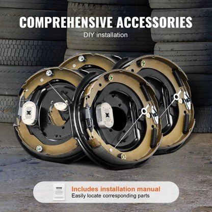 Electric Trailer Brake SelfAdjusting Pairs Brakes Kit For High Lbs Axle Backing Plates Hole Mountin