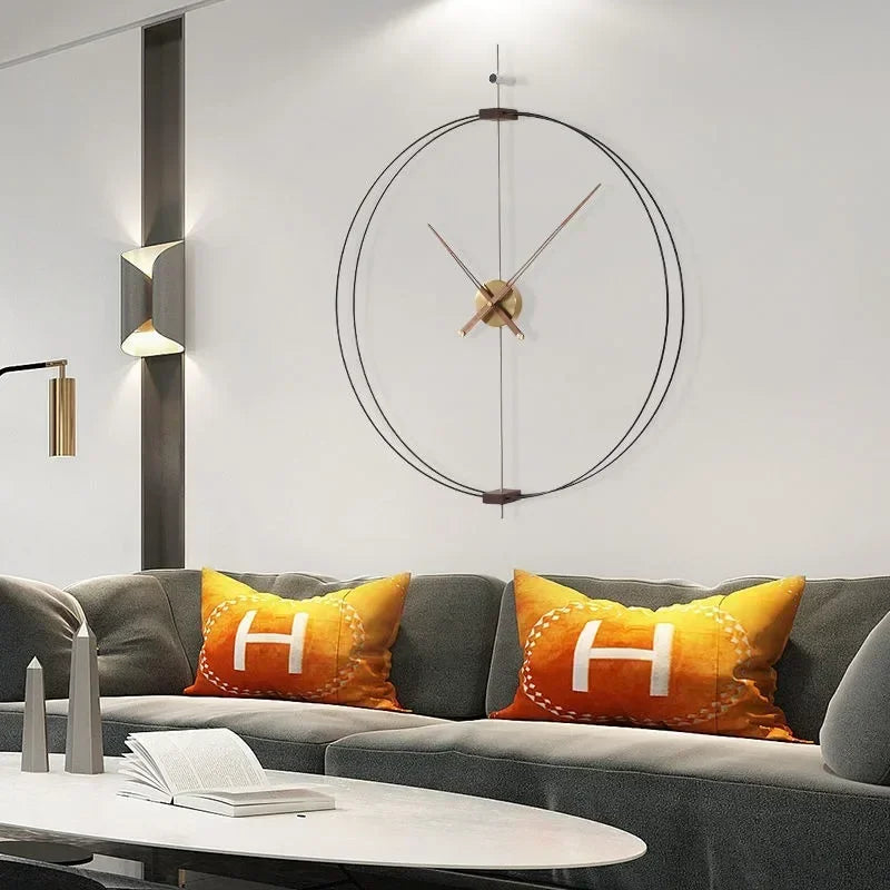 Spanish Minimalist Wall Clock, Large Wall Clock, Solid Wood Pointer, Creative Luxury Living Room Art Clocks, Silent Move