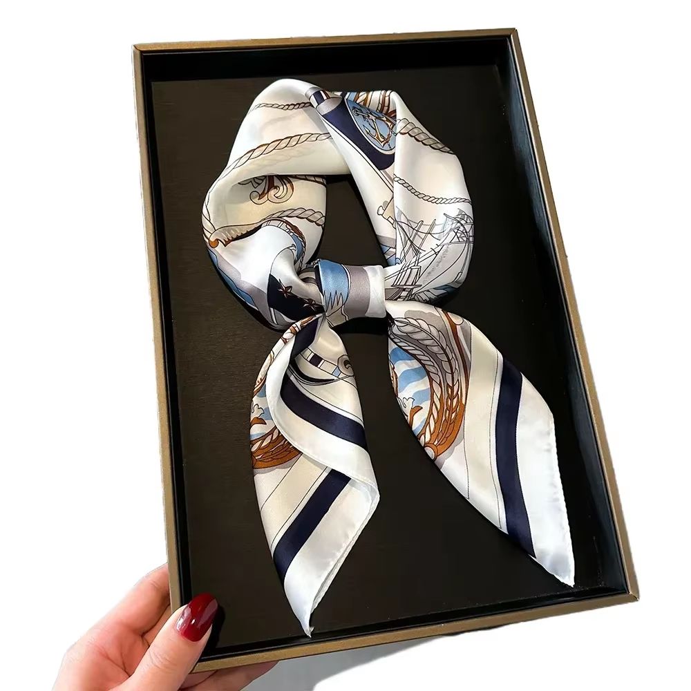 LuxeGlow Silk Feeling Scarf  Luxury Square Satin Neckerchief  Fashion Headscarf For Women 4