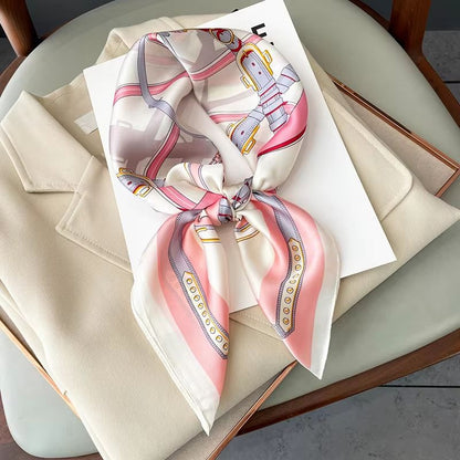 LuxeGlow Silk Feeling Scarf  Luxury Square Satin Neckerchief  Fashion Headscarf For Women 10
