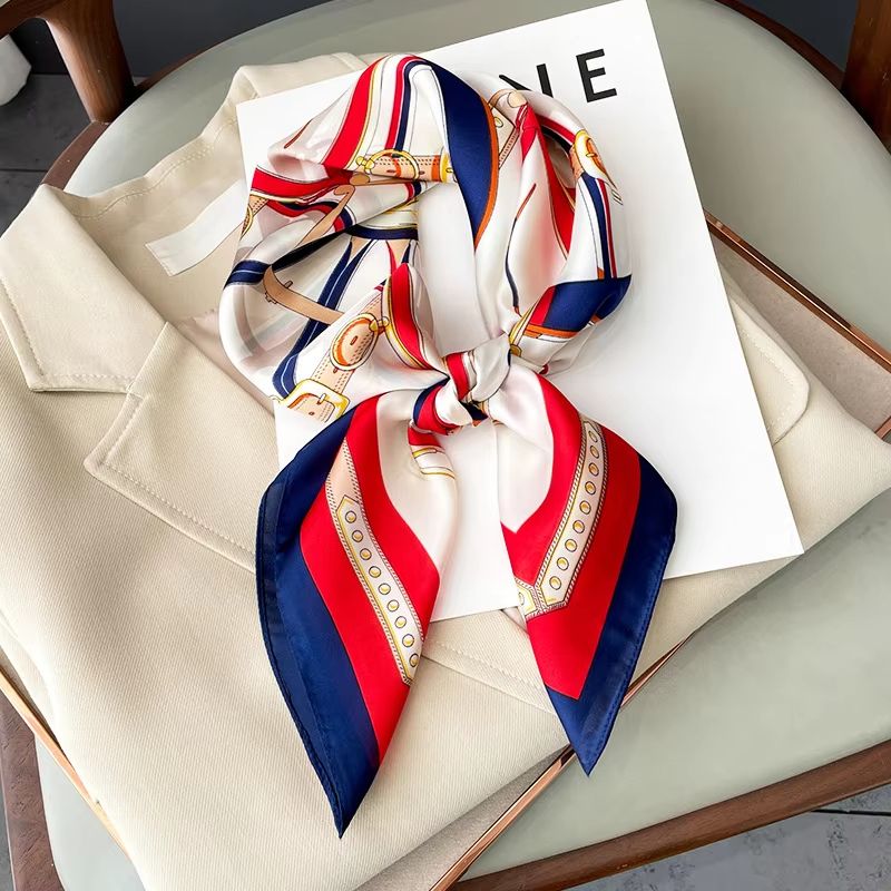 LuxeGlow Silk Feeling Scarf  Luxury Square Satin Neckerchief  Fashion Headscarf For Women 11
