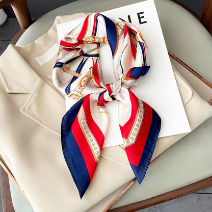 LuxeGlow Silk Feeling Scarf  Luxury Square Satin Neckerchief  Fashion Headscarf For Women 11