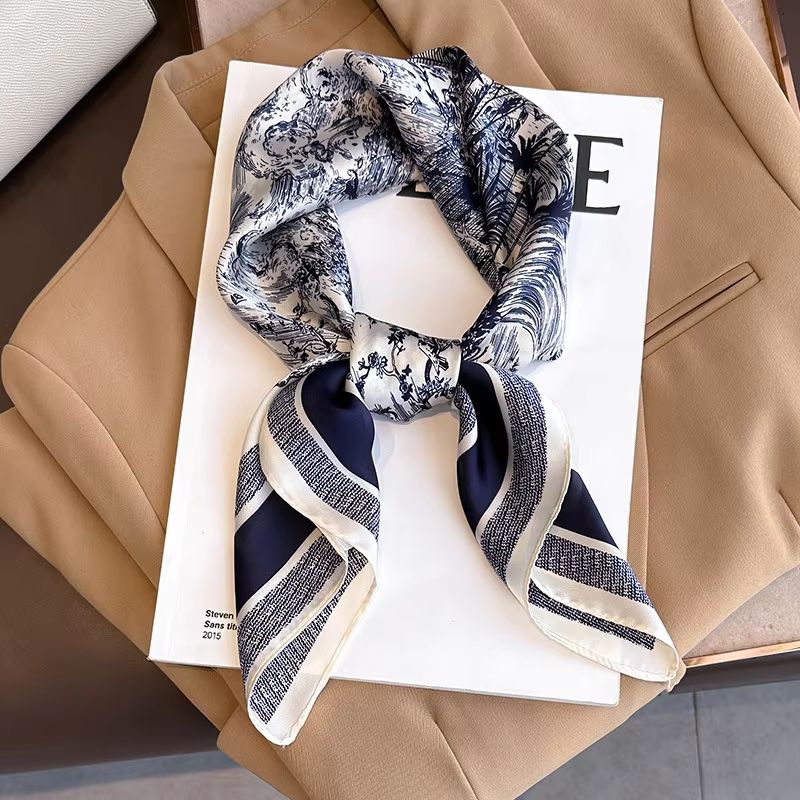 LuxeGlow Silk Feeling Scarf  Luxury Square Satin Neckerchief  Fashion Headscarf For Women 14