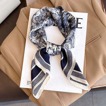 LuxeGlow Silk Feeling Scarf  Luxury Square Satin Neckerchief  Fashion Headscarf For Women 14
