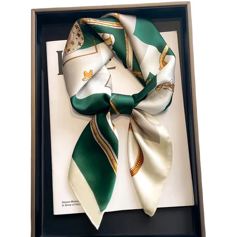 LuxeGlow Silk Feeling Scarf  Luxury Square Satin Neckerchief  Fashion Headscarf For Women 15