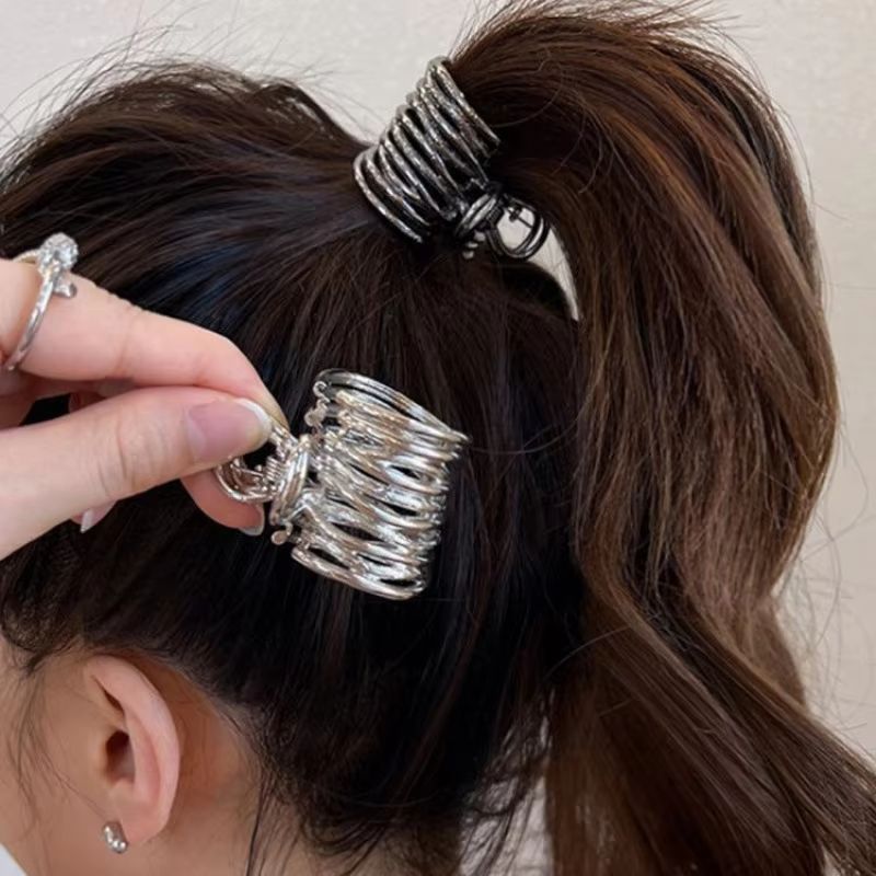 Sculpted Shine Irregular Metal Hair Claw  NonSlip High Ponytail Clip For Women  Girls 1