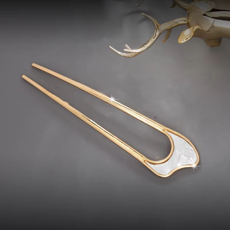 LunaShell Shell Hairpin  Silver  Gold Enamel U Shape Hair Stick For Women 9