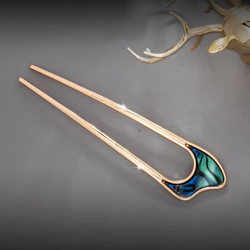 LunaShell Shell Hairpin  Silver  Gold Enamel U Shape Hair Stick For Women 10