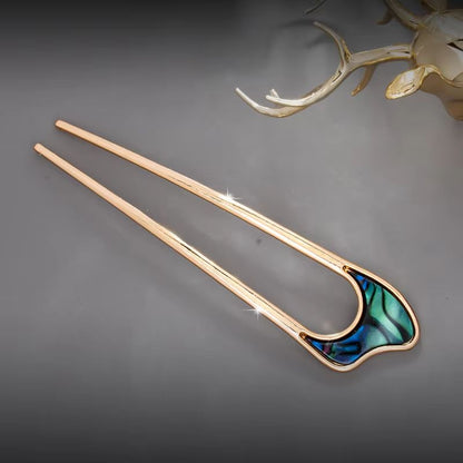 LunaShell Shell Hairpin  Silver  Gold Enamel U Shape Hair Stick For Women 10