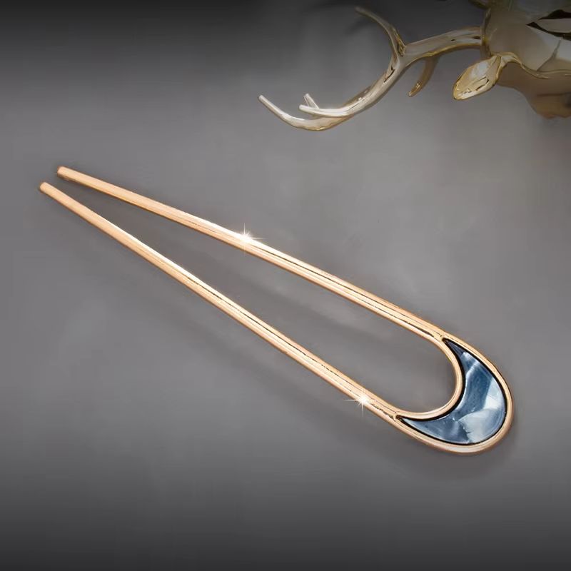 LunaShell Shell Hairpin  Silver  Gold Enamel U Shape Hair Stick For Women 7