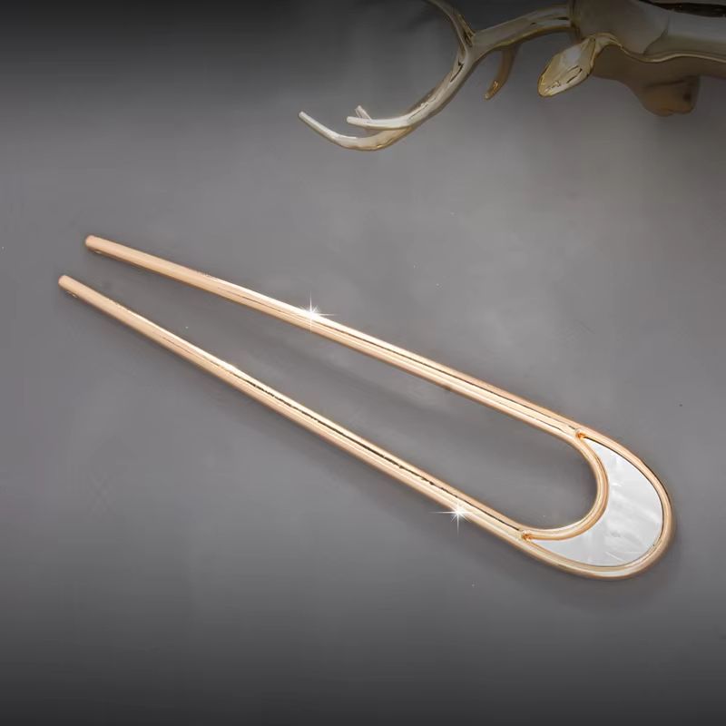 LunaShell Shell Hairpin  Silver  Gold Enamel U Shape Hair Stick For Women 12