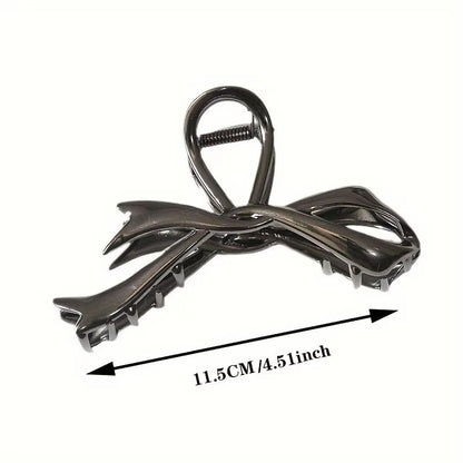 RibbonCharm Bow Hair Claw  Vintage Metal Ribbon Clip For Ponytails  Updos 1