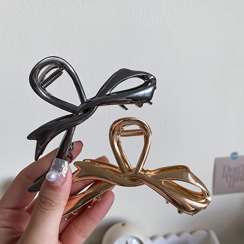 RibbonCharm Bow Hair Claw  Vintage Metal Ribbon Clip For Ponytails  Updos 7