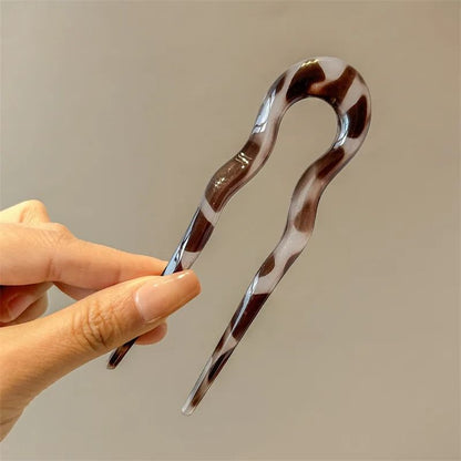 U Shaped Hair Fork  Tortoiseshell Acrylic Hairpin For Elegant Everyday Styling 11