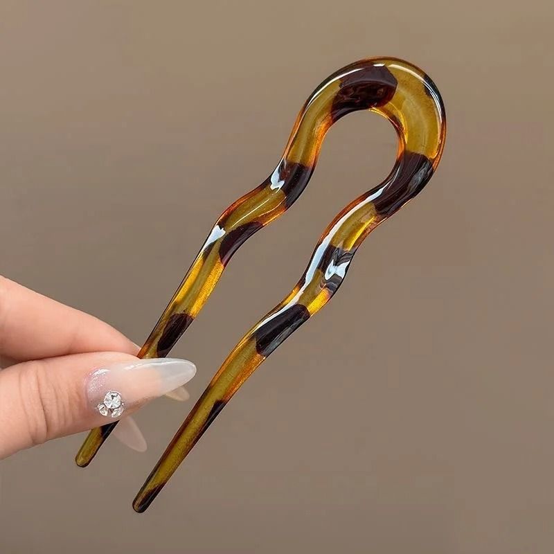 U Shaped Hair Fork  Tortoiseshell Acrylic Hairpin For Elegant Everyday Styling 6