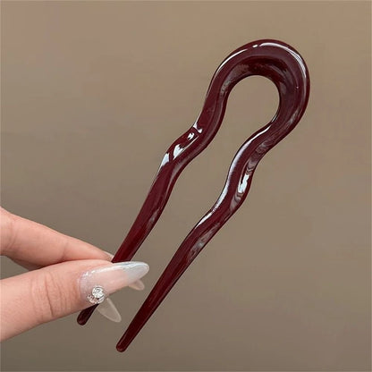 U Shaped Hair Fork  Tortoiseshell Acrylic Hairpin For Elegant Everyday Styling 7