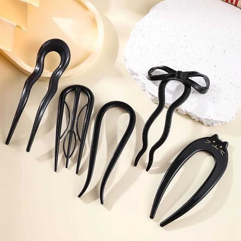 U Shaped Hair Fork  Tortoiseshell Acrylic Hairpin For Elegant Everyday Styling 14