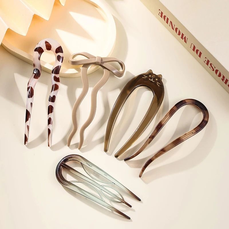U Shaped Hair Fork  Tortoiseshell Acrylic Hairpin For Elegant Everyday Styling 16