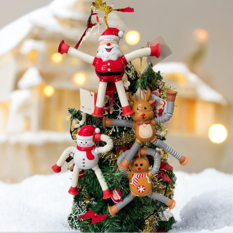 Santa Claus Toys Retractable Decompression Toys Santa Snowman Elk Gingerbread Perfect For Christmas 4