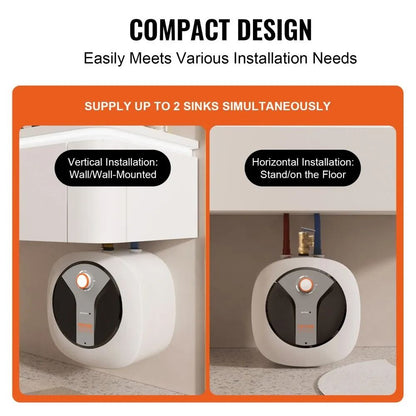 Electric MiniTank Water Heater Tank Hot Water Boiler Safety Temperature Pressure Valve Easy Install 4