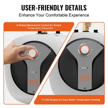 Electric MiniTank Water Heater Tank Hot Water Boiler Safety Temperature Pressure Valve Easy Install 5